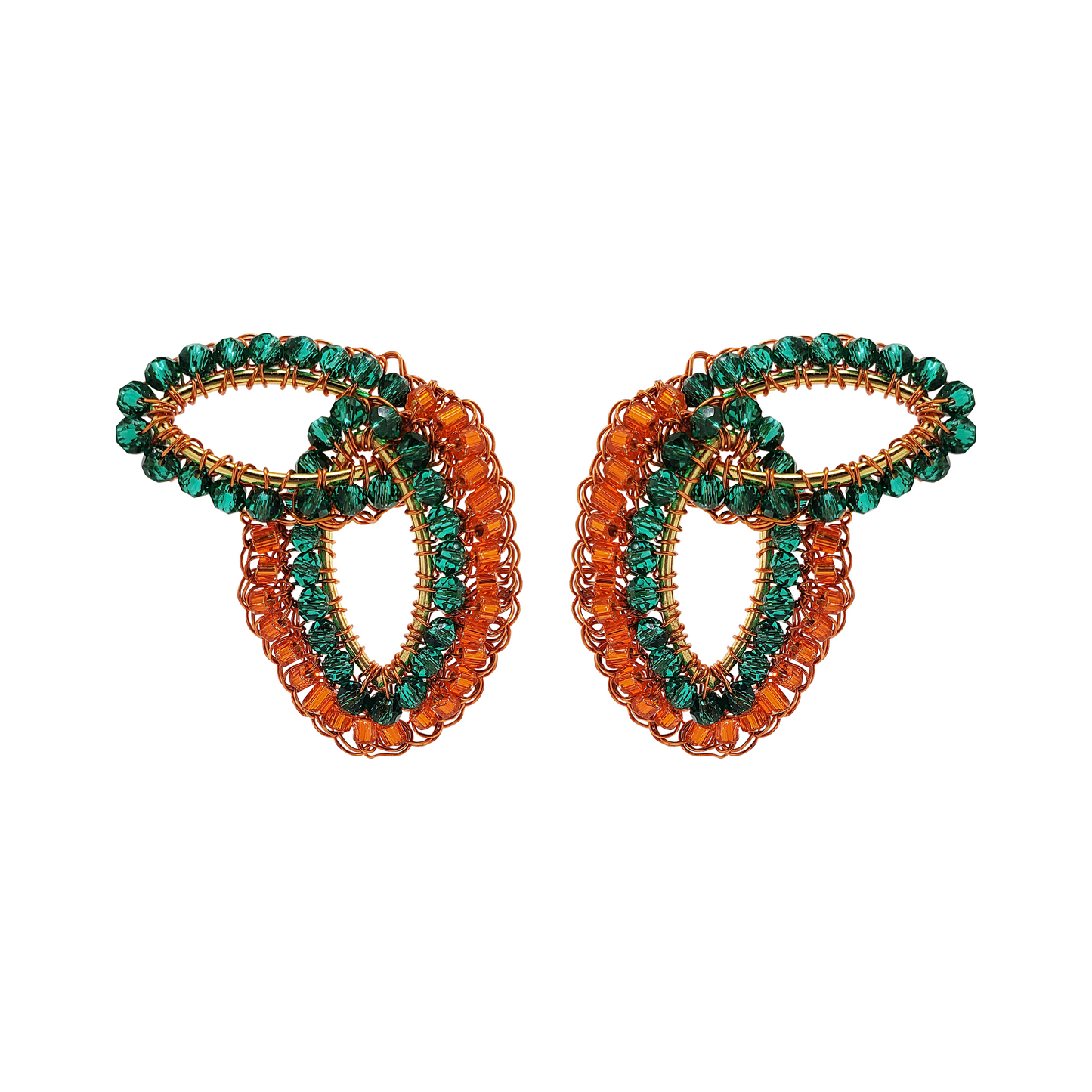 Brincos Crochê Frutos Duo Laranja Mystic Florest