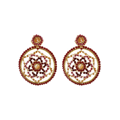Brinco de Crochê Mandala Média Vermelho Mystic Forest