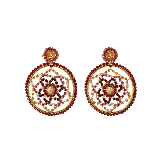 Brinco de Crochê Mandala Média Vermelho Mystic Forest