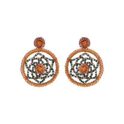 Brinco de Crochê Mandala Média Laranja Mystic Forest