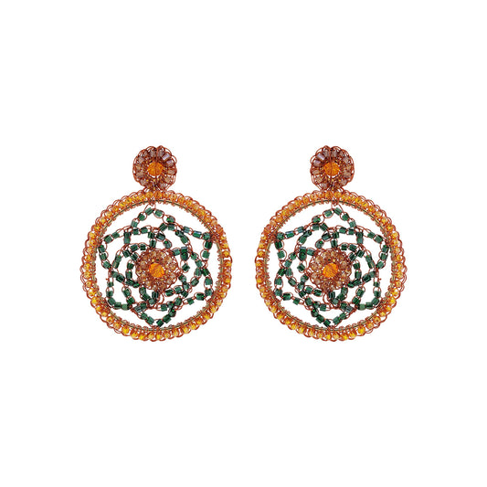 Brinco de Crochê Mandala Média Laranja Mystic Forest