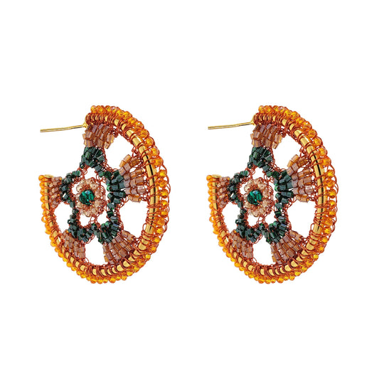 Brinco de Crochê Argola Laranja Mystic Forest