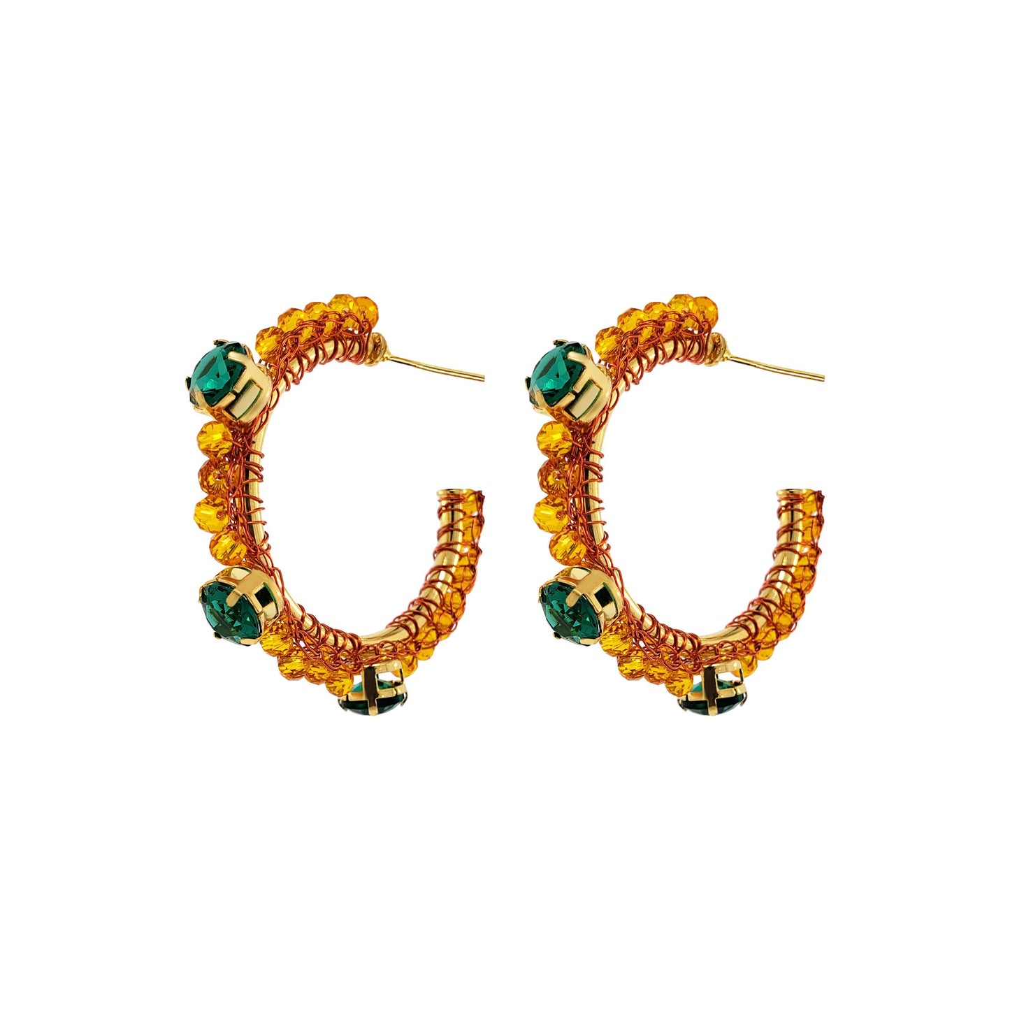 Brinco de Crochê Cristal Laranja