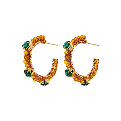 Brinco de Crochê Cristal Laranja