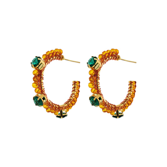 Brinco de Crochê Cristal Laranja