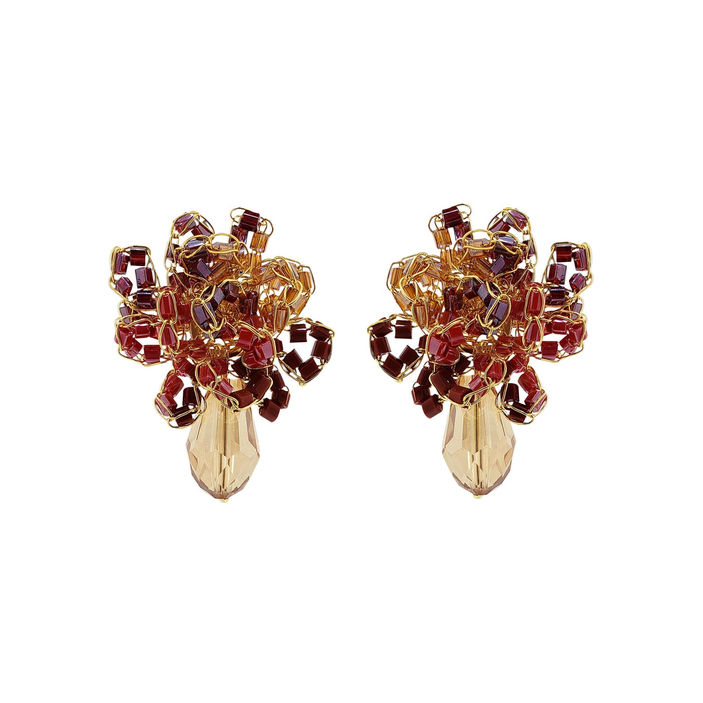 Brinco de Crochê Gota Vermelho Mystic Forest