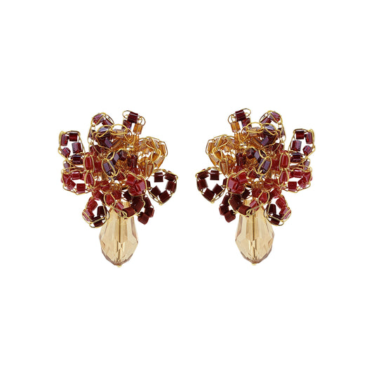 Brinco de Crochê Gota Vermelho Mystic Forest