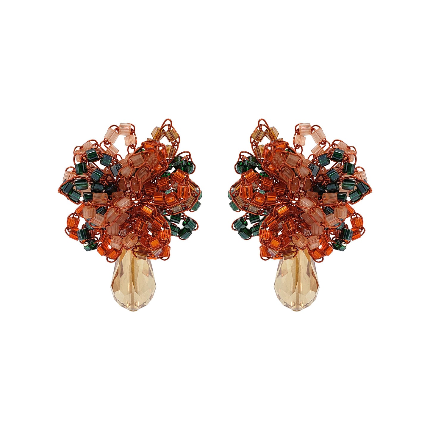 Brinco de Crochê Gota Laranja Mystic Forest
