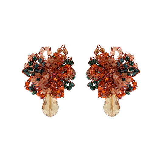 Brinco de Crochê Gota Laranja Mystic Forest