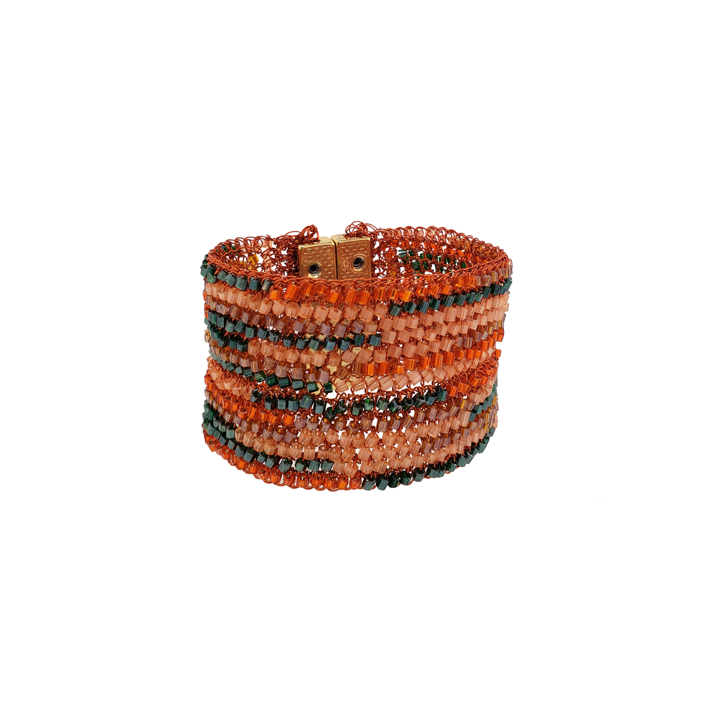 Bracelete de Crochê Zínia Laranja Mistic Forest