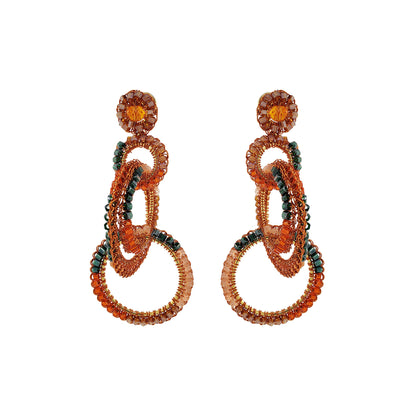 Brinco de Crochê Argolas Clássicas Laranja Mystic Forest