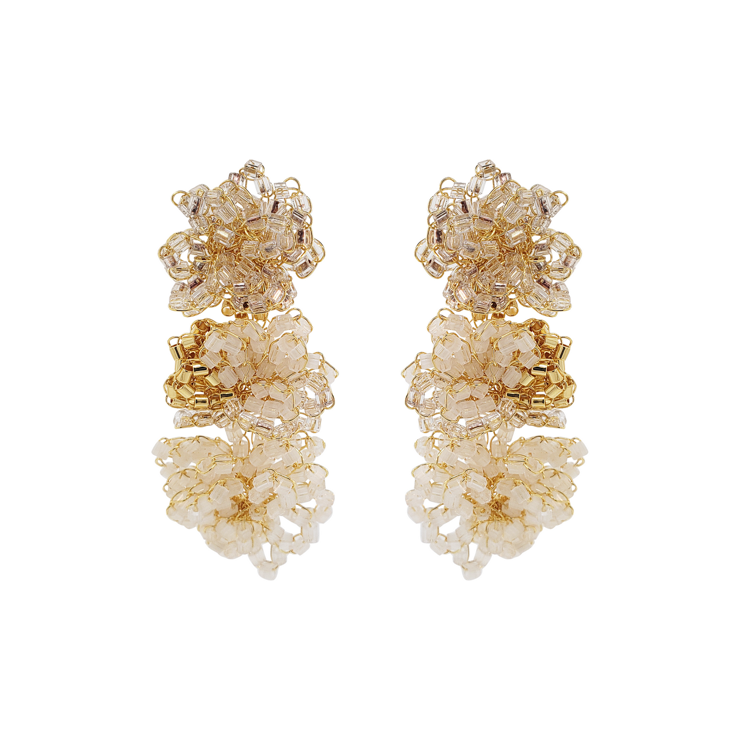 Brinco de Crochê Tri Flore Branco Mystic Forest