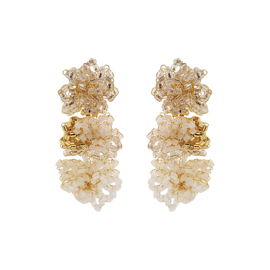 Brinco de Crochê Tri Flore Branco Mystic Forest