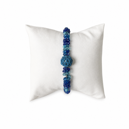 Bracelete de Crochê Ball Hoop Mix Blue