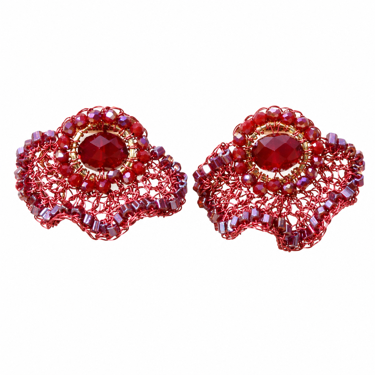 Brinco de Crochê Crest Flower Infinite Love - Burgundy