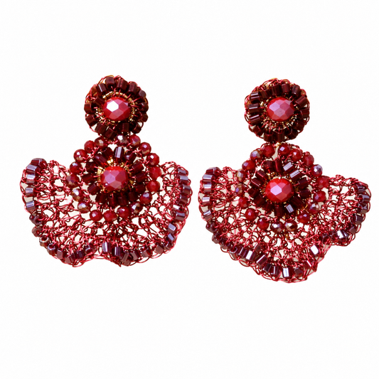 Brinco de Crochê Crest Flower Bigger Infinite Love - Burgundy