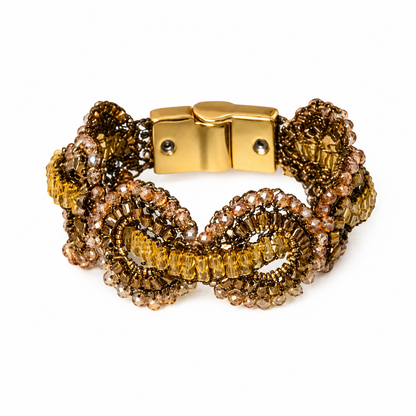 Bracelete de Crochê Entrelaçado Infinite Love - Sépia