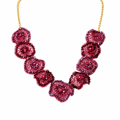 Colar de Crochê Rosettes Infinite Love - Bungundy