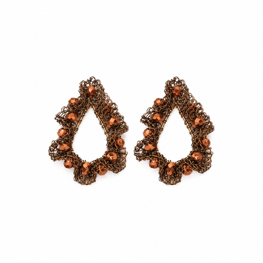 Brinco de Crochê Nalu Teardrop Infinite Love - Sépia