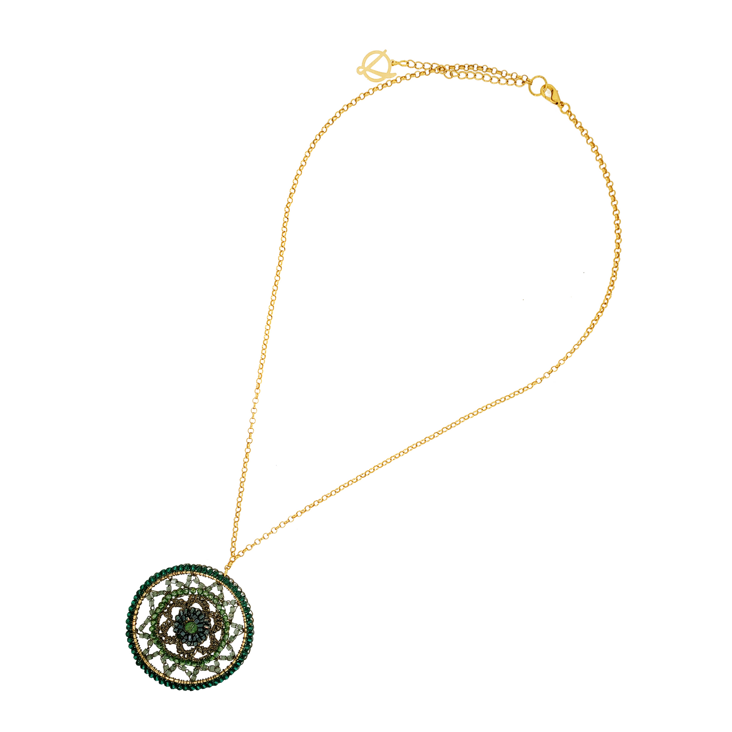Colar de Crochê Mandala Verde Mistic Forest