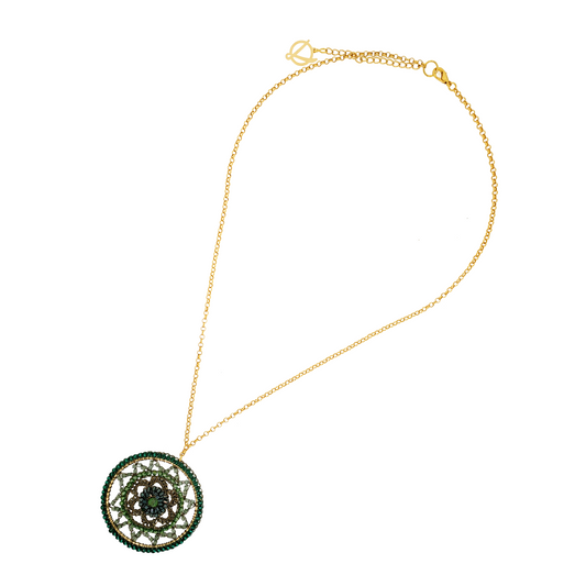 Colar de Crochê Mandala Verde Mistic Forest