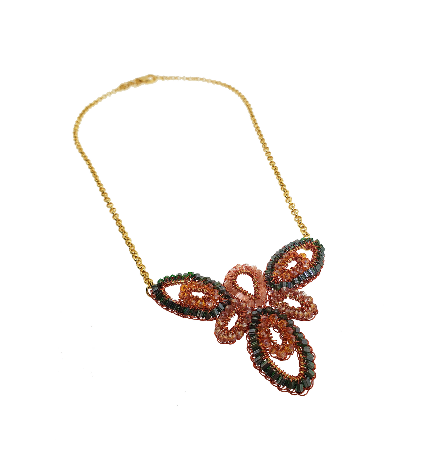 Colar de Crochê Vinhático Laranja Mistic Forest