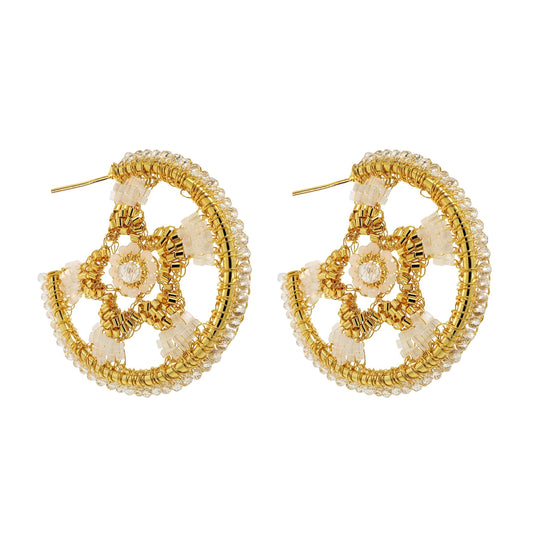 Brinco de Crochê Argola Branco Mystic Forest
