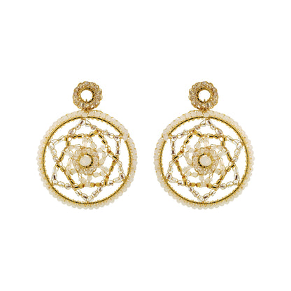 Brinco de Crochê Mandala Média Branco Mystic Forest