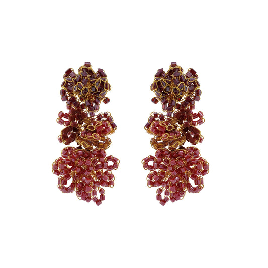 Brinco de Crochê Tri Flore Vermelho Mystic Forest