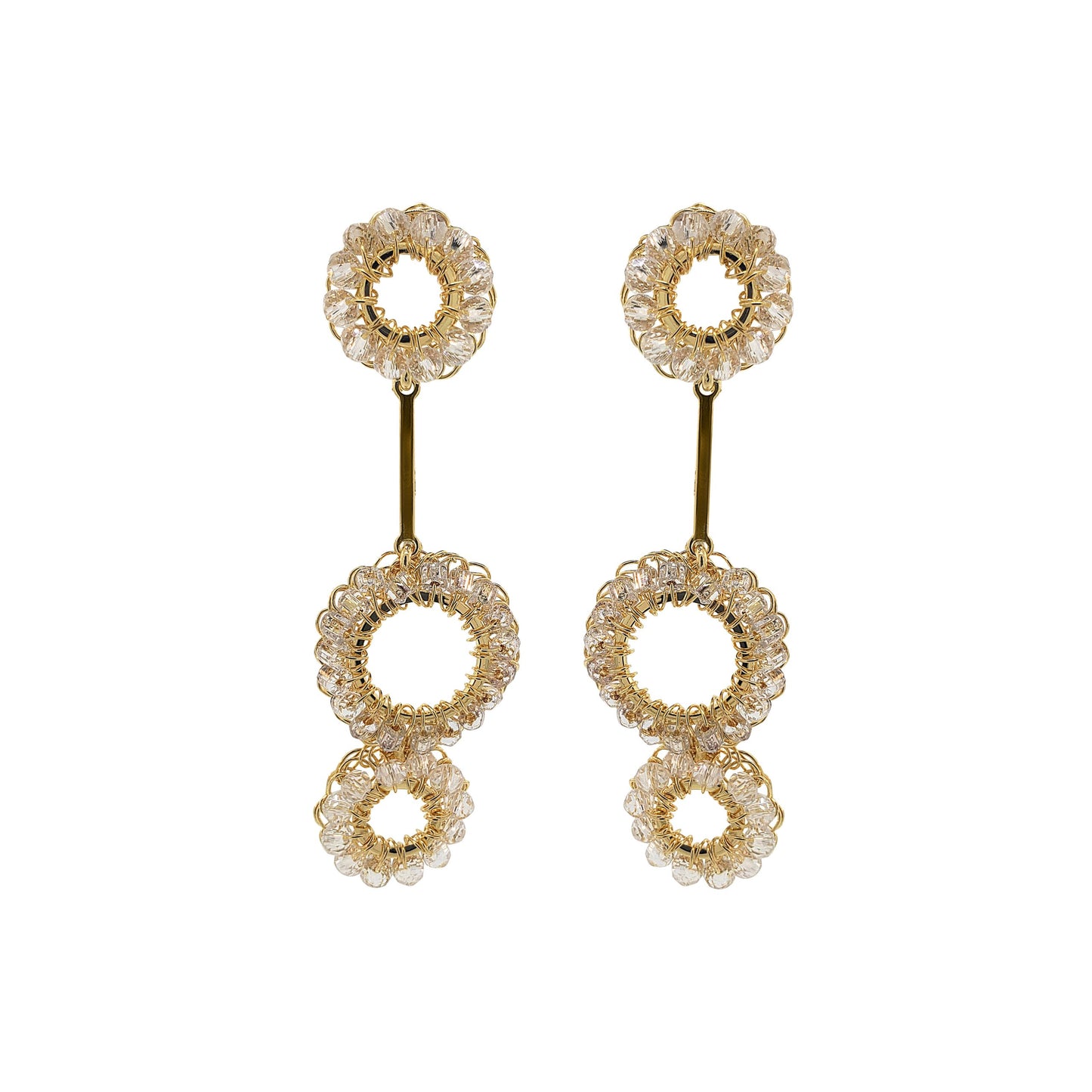Brinco Crochê Argolas Branco