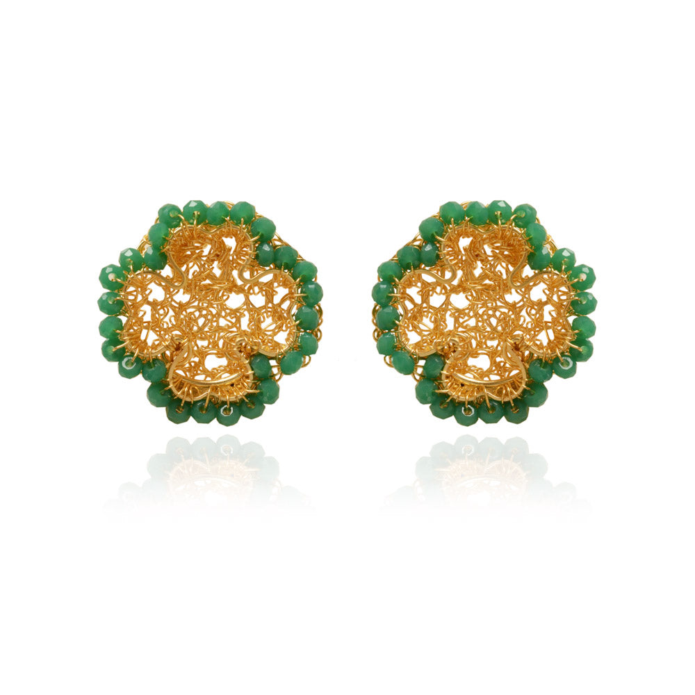 Brinco de Crochê Lucky Clover Mini Dourado