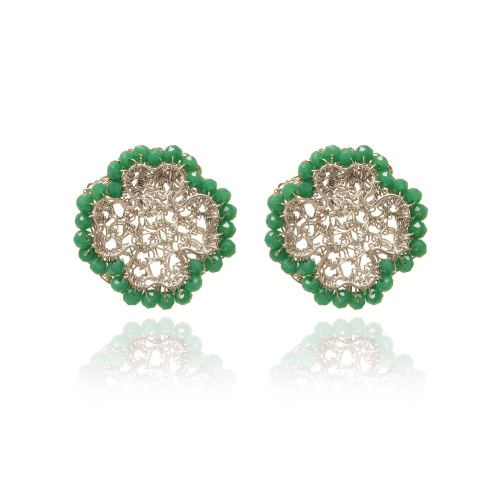 Brinco de Crochê Lucky Clover Mini Palladium