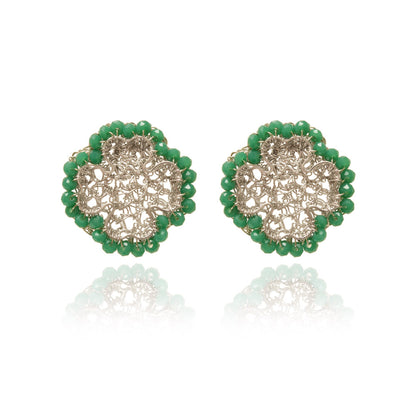 Brinco de Crochê Lucky Clover Mini Palladium