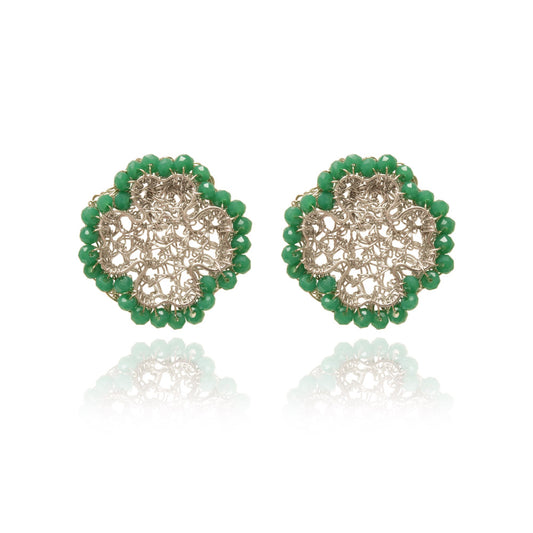 Brinco de Crochê Lucky Clover Mini Palladium