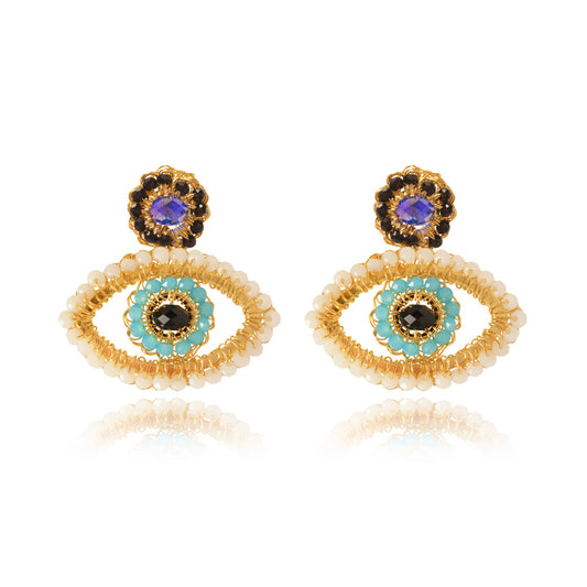 Brinco de Crochê Evil Eye Mini Dourado Sale