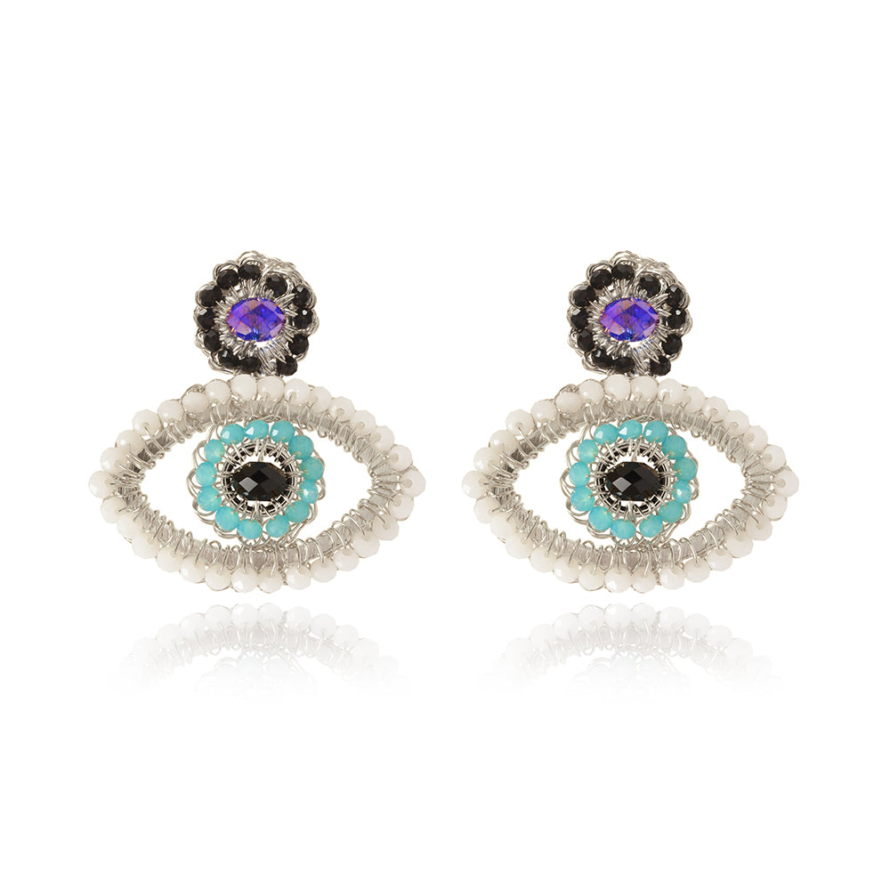 Brinco de Crochê Evil Eye Mini Palladium