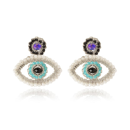 Brinco de Crochê Evil Eye Mini Palladium