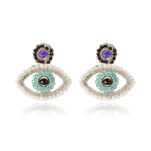 Brinco de Crochê Evil Eye Mini Palladium