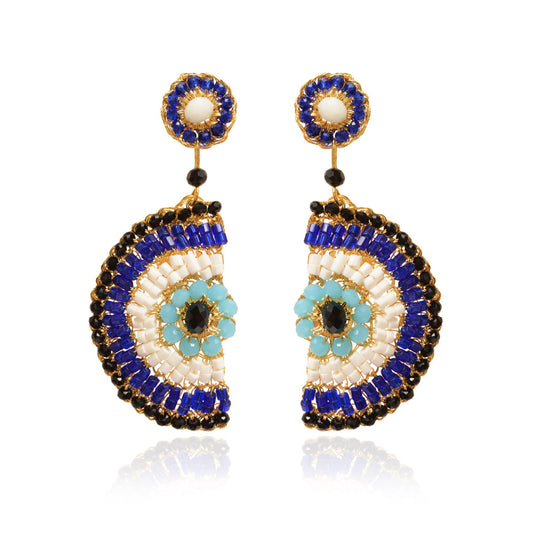 Brinco de Crochê Evil Eye Dangle Dourado