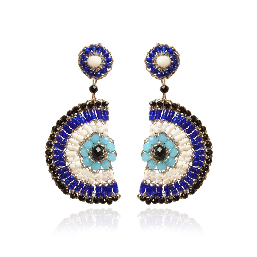 Brinco de Crochê Evil Eye Dangle Palladium