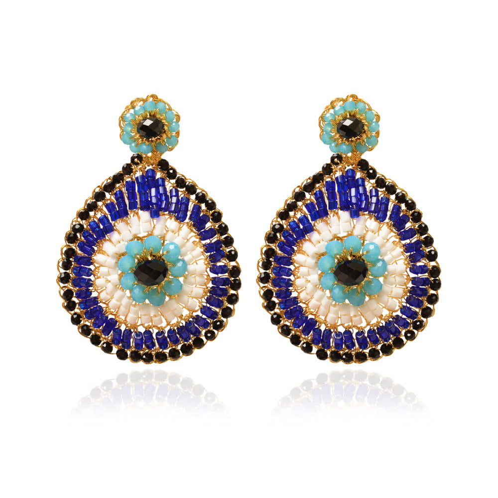 Brinco de Crochê Evil Eye Teardrop Dourado