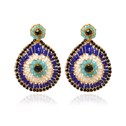 Brinco de Crochê Evil Eye Teardrop Dourado