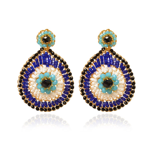 Brinco de Crochê Evil Eye Teardrop Dourado