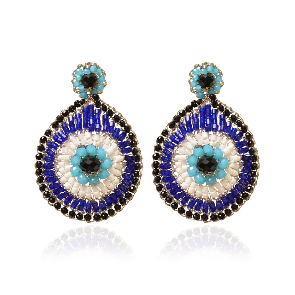 Brinco de Crochê Evil Eye Teardrop Palladium