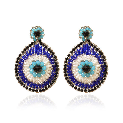 Brinco de Crochê Evil Eye Teardrop Palladium