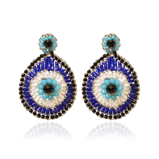 Brinco de Crochê Evil Eye Teardrop Palladium