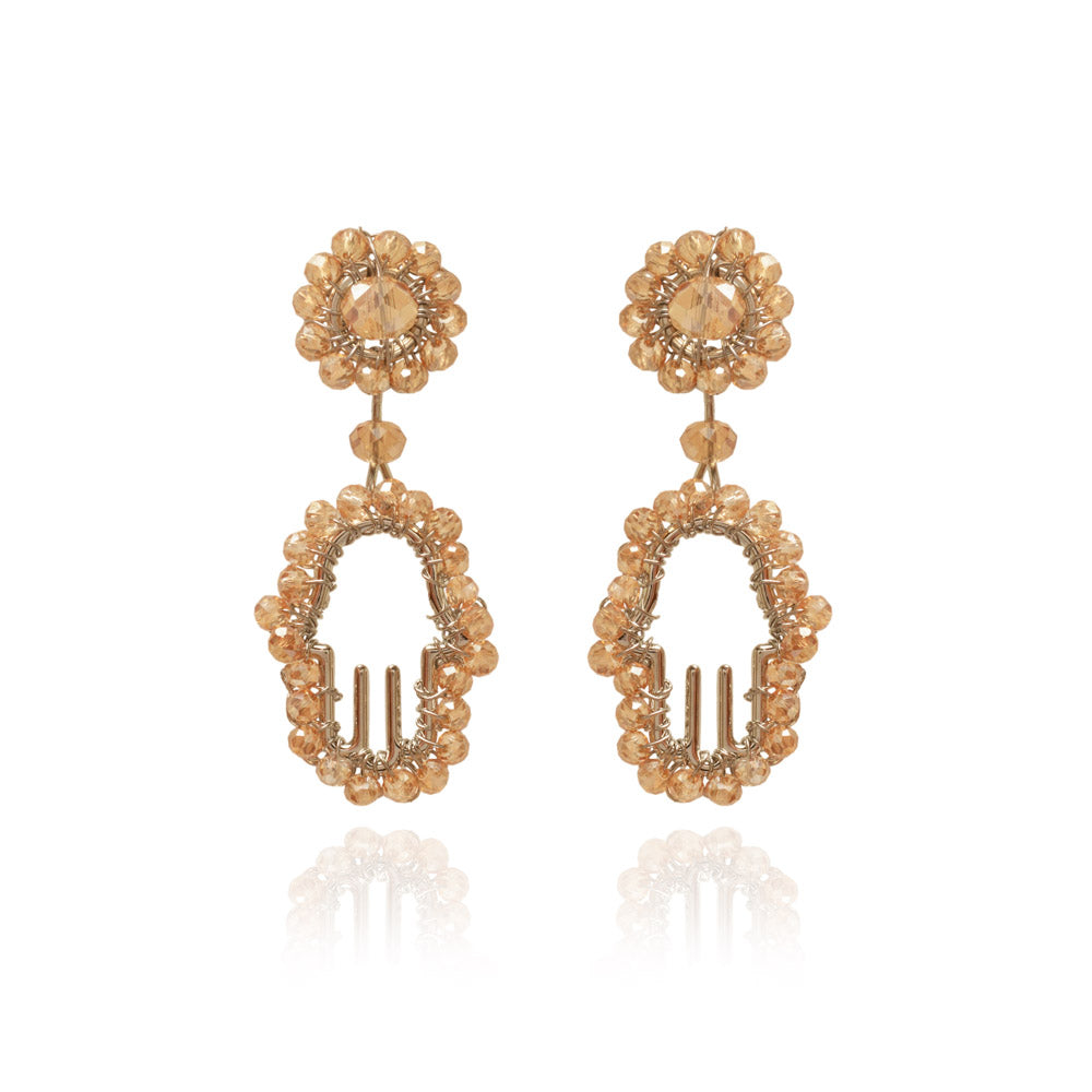 Brinco de Crochê Hamsa Dourado