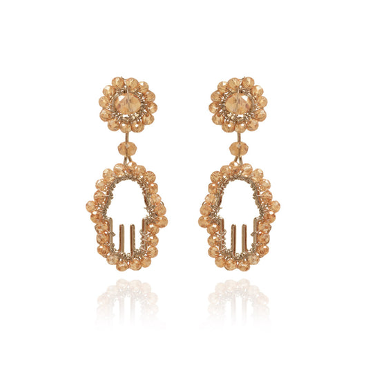 Brinco de Crochê Hamsa Dourado