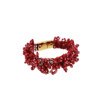 Bracelete de Crochê Fru-fru Vermelho Mystic Forest