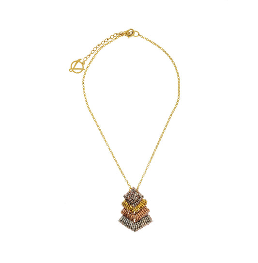 Colar de Crochê Chevron Mini Trio Gold